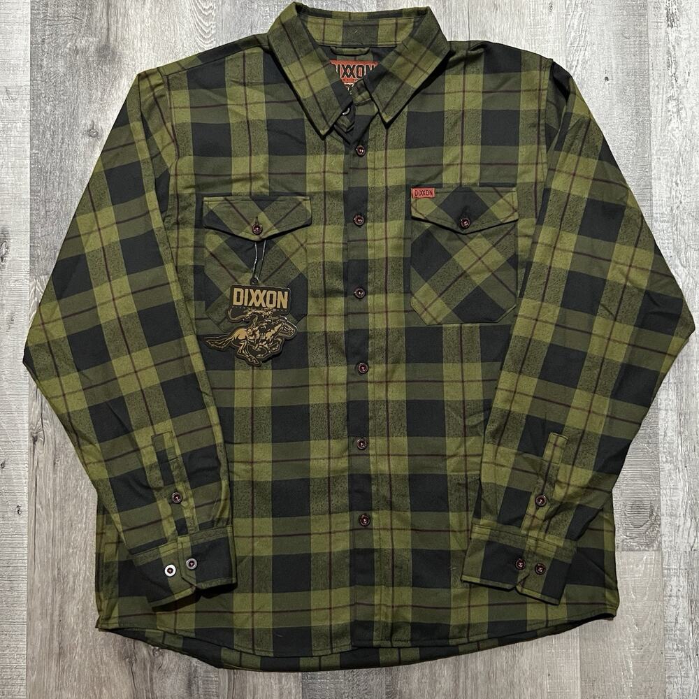 NWT Dixxon Flannel Co 12 Gauge Green Plaid Two Pocket Button Shirt Men's Sz 2XL